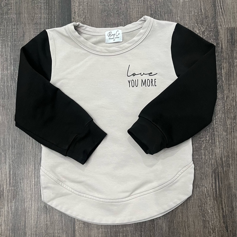 Long Sleeve Kids Tee - Black & Cream